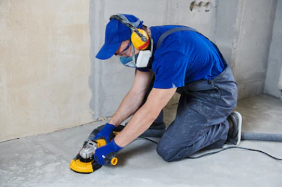 concrete floor resurfacing with an angle grinder