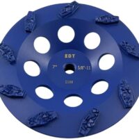 7" PCD Grinding Wheel for Epoxy, Glue, Mastic and Paint, 9 Crushed Chip PCD Segments, 5/8"-11 Threaded Arbor