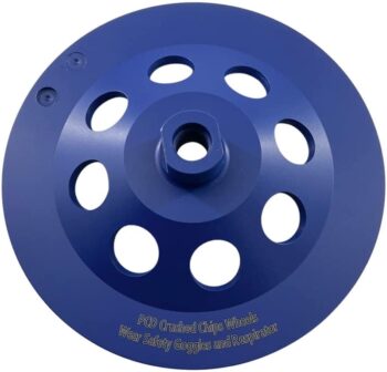 7" PCD Grinding Wheel for Epoxy, Glue, Mastic and Paint, 9 Crushed Chip PCD Segments, 5/8"-11 Threaded Arbor