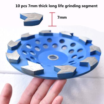 ACTINTOOL 7 in. x 7/8-5/8 in. Non Threaded 10 Pcs Arrow Segments Grinding Cup Wheel for for Concrete Epoxy Glue Mastic Paint and Coating Removal(7/8"-5/8" Non-Threaded)