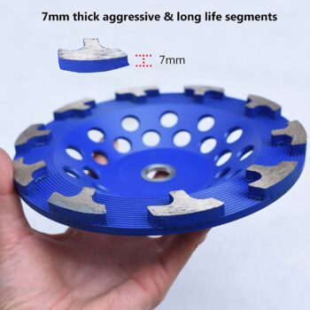 ACTINTOOL 7 in. x 7/8"-5/8" in. 10 T Segments Super Agressive Premium Mastic Epoxy Thinset Screed Coating Removing Diamond Cup Wheel, 7 Inch No Loose Concrete Grinding Wheel (Non-Threaded)