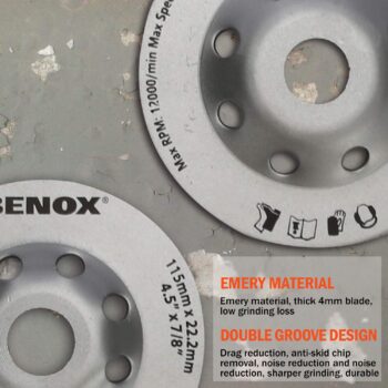 BENOX 4 inch Diamond Cup Wheel Double Row Blade Wet and Dry Grinding Disc BX-114030 (1, 4in)