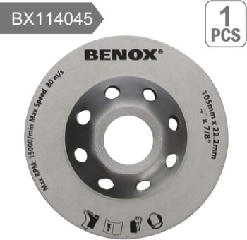 BENOX 4 inch Diamond Cup Wheel Double Row Blade Wet and Dry Grinding Disc BX-114030 (1, 4in)