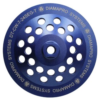 DiamaPro Systems DT-CW-7-24SEG-T Threaded 7 Inch 24 Segment Turbo Concrete Grinding Cup Wheel for Grinding, Leveling, & Removing Glue/Coating