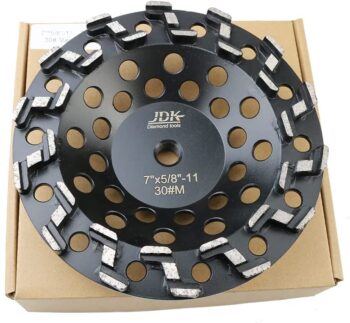 JDK 7 inch Z Segmented Diamond Grinding Wheel for Polishing and Cleaning Stone Concrete Surface Epoxy Paint,Glue and Light Coating Removal 5/8"-11 Arbor (Medium)