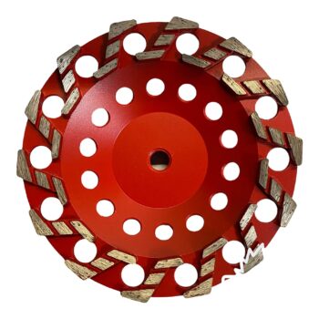 7'' Aggressive Grinding Wheel #18/20 Diamond 5/8''-11 Arbor for Concrete, Epoxy, Red