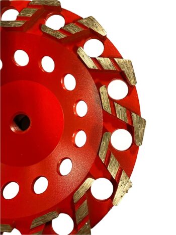 7'' Aggressive Grinding Wheel #18/20 Diamond 5/8''-11 Arbor for Concrete, Epoxy, Red