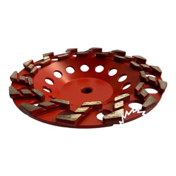 7'' Aggressive Grinding Wheel #18/20 Diamond 5/8''-11 Arbor for Concrete, Epoxy, Red