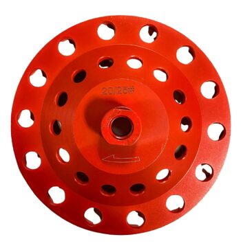 7'' Aggressive Grinding Wheel #18/20 Diamond 5/8''-11 Arbor for Concrete, Epoxy, Red