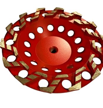 7'' Aggressive Grinding Wheel #18/20 Diamond 5/8''-11 Arbor for Concrete, Epoxy, Red