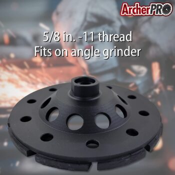 Archer PRO Aggressive 7" in. T-Seg Diamond Grinding Wheel, Cup Wheel for Concrete Grinding. for use on Angle Grinder.