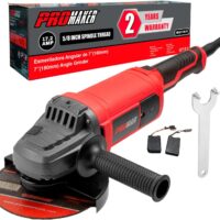 PROMAKER 7 inch Angle Grinder, 17.2 AMP, 8400 RPM, Industrial Electric Angle Grinder with 2 Extra Carbon Brushes, Built for Heavy-Duty Tasks and Professional Performance, 2 Years Warranty.