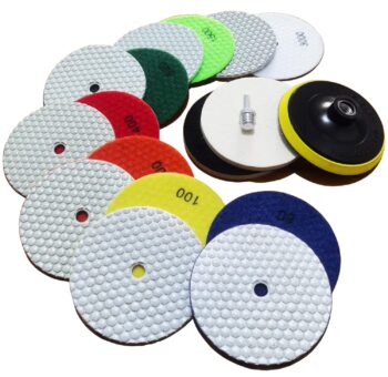 5 Inch Dry Diamond Polishing Pads, 11PCS Wet/Dry Granite Stone Buffing Pad Kit for Marble Concrete Quartz Tiles - High Temperature Resistance Sand Disc for Drill Grinder Polisher