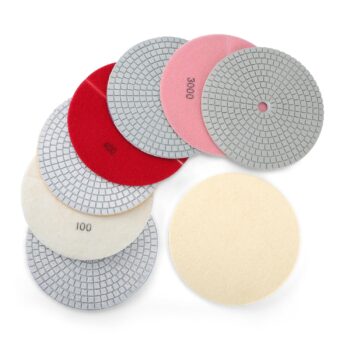 8PCS Diamond Polishing Pads 7 Inch, Wet/Dry Concrete Polish Tools Kit for Drill, Grinder, Polisher, 50-3000 Grit Polishing Set for Marble Granite Quartz Stone