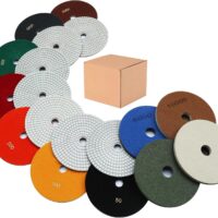 9 PCS 7 Inch Diamond Polishing Pads Kit Wet/Dry 50-10000 Grit for Concrete,Stone Edge,Granite,Tile,Marble,Rock,Countertop,Quartz,for Drill Grinder Polisher