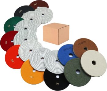 9 PCS 7 Inch Diamond Polishing Pads Kit Wet/Dry 50-10000 Grit for Concrete,Stone Edge,Granite,Tile,Marble,Rock,Countertop,Quartz,for Drill Grinder Polisher