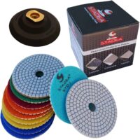 Diamond Polishing Pads 4" inch Wet/Dry Set of 11+1 Backer Pad Best Value Granite Concrete