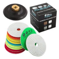 Diamond Polishing Pads 4 inch Wet/Dry Set of 11+1 Backer Pad for Granite Concrete Marble Polishing Plus eBook - Polishing Process Best Practices by POLISHSURF